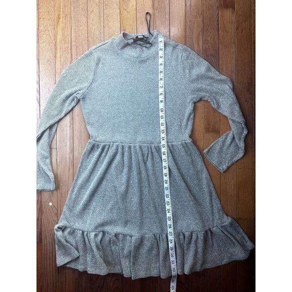 Emma & Michele Grey Ribbed Fit and Flare Long sleeve Dress Medium - Picture 8 of 9
